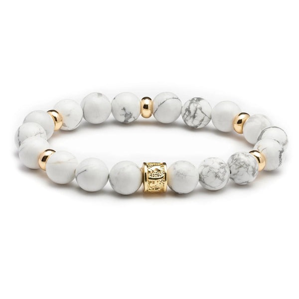 White Howlite & Gold Bracelet