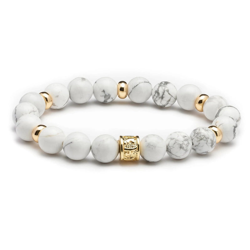 White Howlite & Gold Bracelet